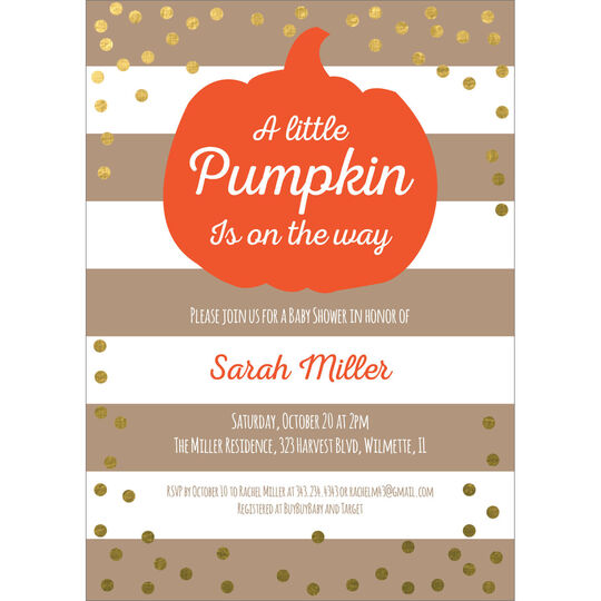 Pumpkin Confetti Baby Shower Invitations